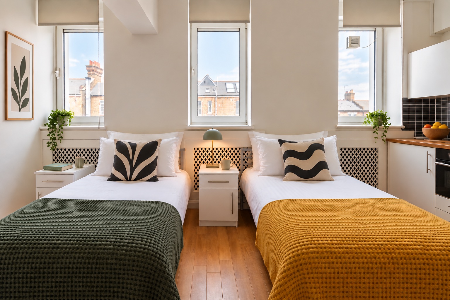 Garrow House London Silver Twin Studio Bedroom